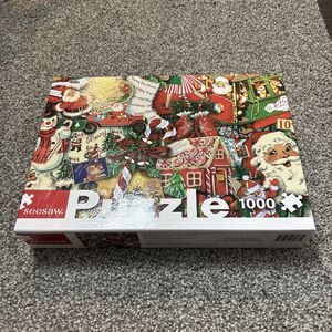 Seesaw Christmas Retro Santa Frosty Oh What Fun 1000pc Jigsaw Puzzle Collage Art